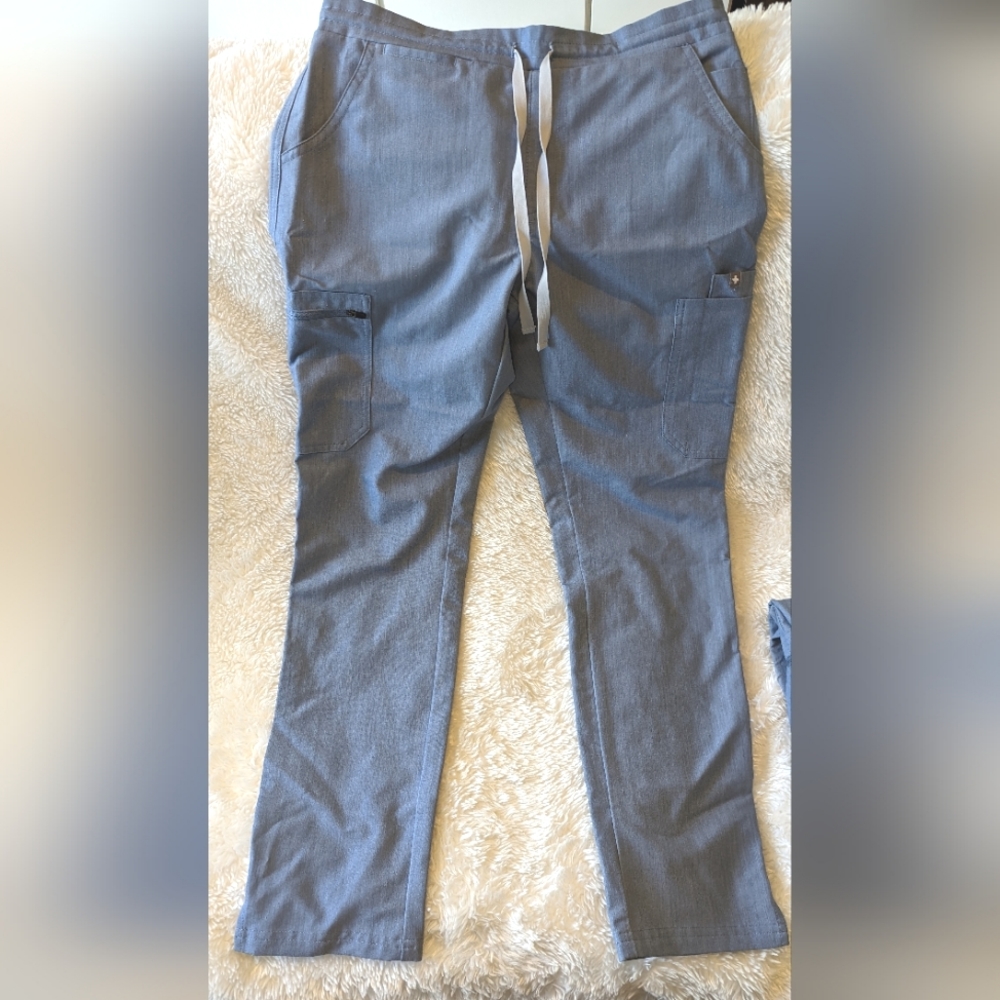 FIGS Yola Skinny Scrub Pants - Heathered Indigo